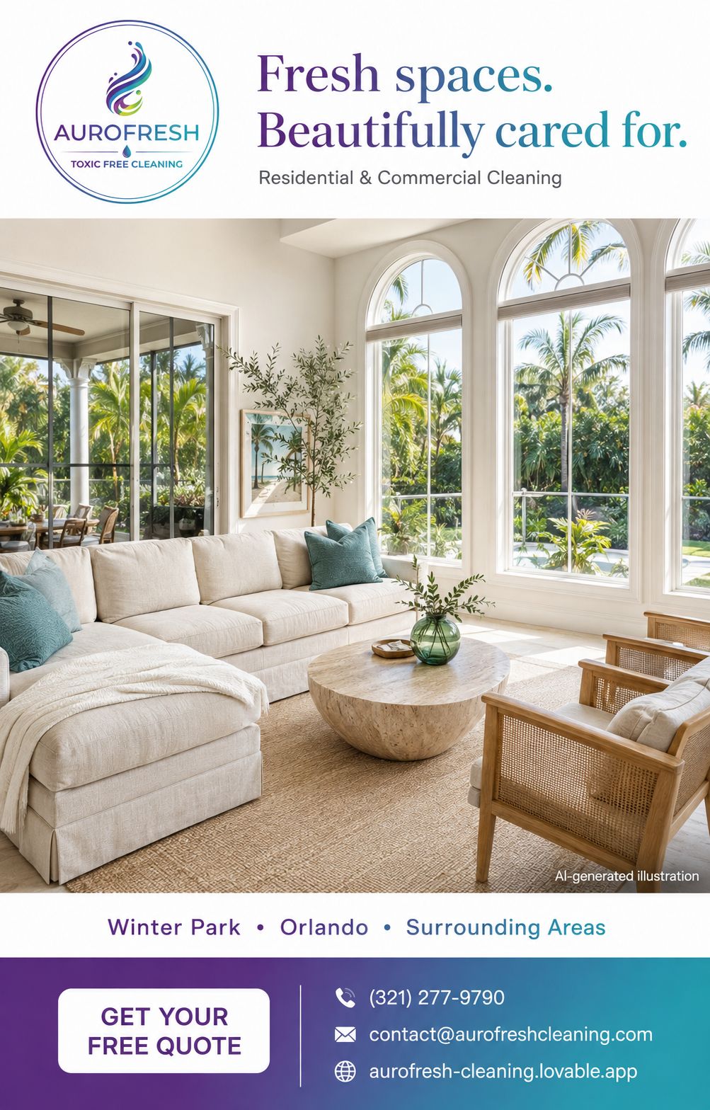 Professional cleaner caring for a bright interior