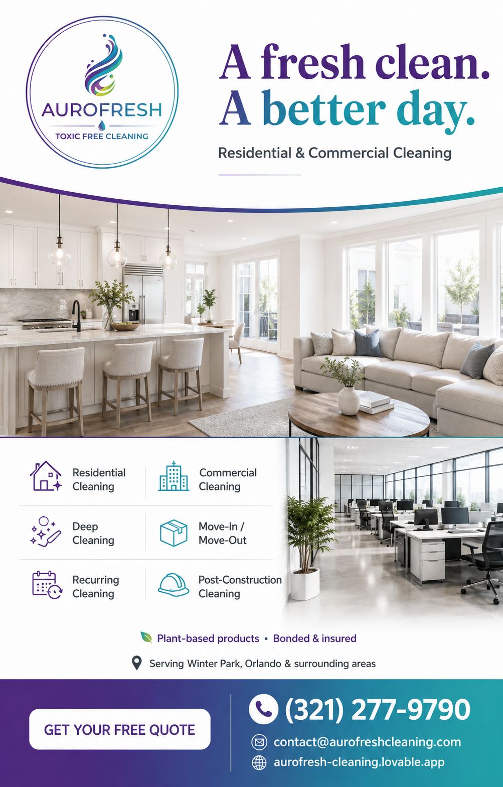Clean home interior with polished floors and surfaces