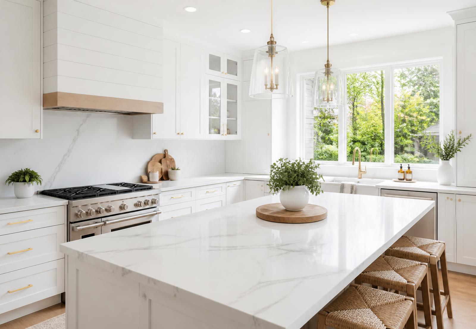 Bright, professionally cleaned kitchen with clear counters